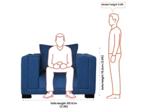 rentomojo | aqua fabric 1 seater sofa (blue)