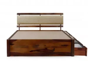 cityfurnish | belle solid wood queen size double bed with storage