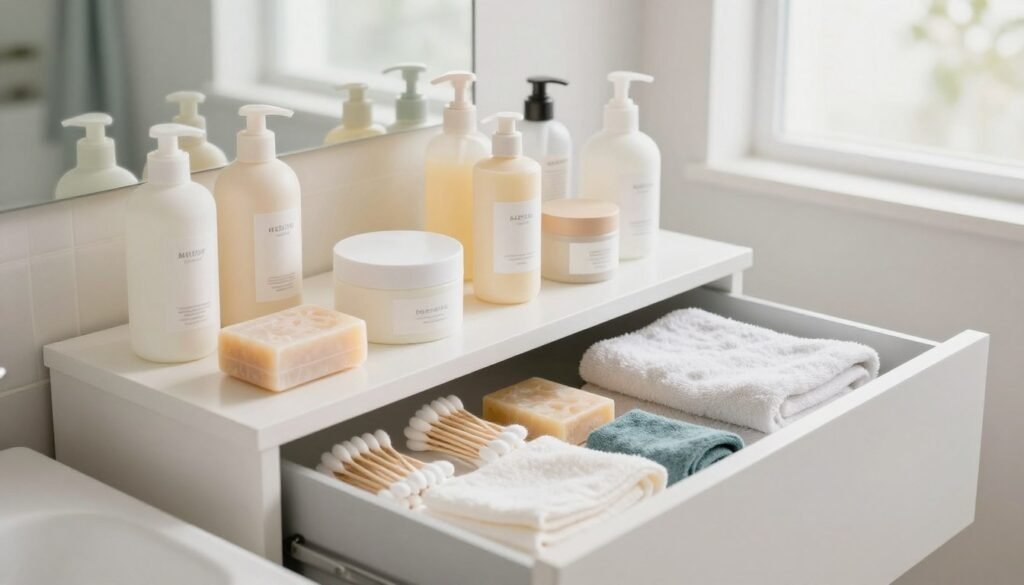 decluttering bathroom products